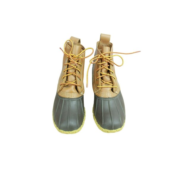 LL Bean Ankle Duck Boots Brown Leather Lace Up Unlined Round Toe Size 6 M - Picture 5 of 10